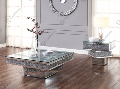 Living Room Crushed Diamond Mirrored Side Table End Table