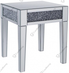 Living Room Crushed Diamond Mirrored Side Table End Table