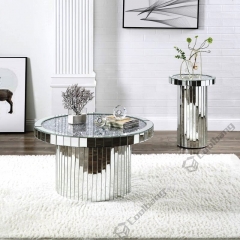 Living Room Crushed Diamond Mirrored Side Table End Table