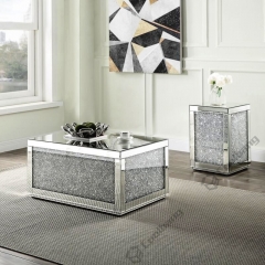 Living Room Crushed Diamond Mirrored Side Table End Table