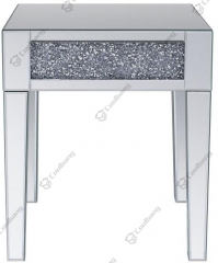 Living Room Crushed Diamond Mirrored Side Table End Table