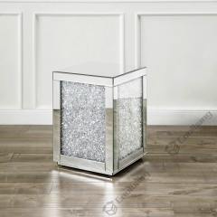 Living Room Crushed Diamond Mirrored Side Table End Table