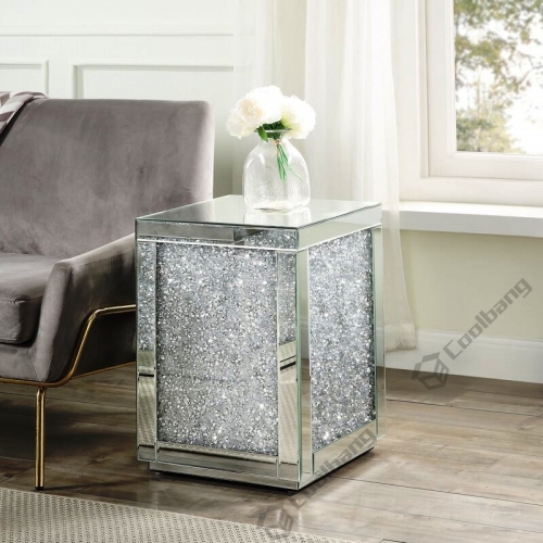 Living Room Crushed Diamond Mirrored Side Table End Table