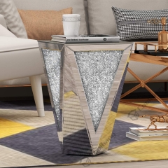 Living Room Crushed Diamond Mirrored Side Table End Table