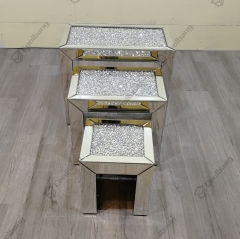 Living Room Crushed Diamond Mirrored Side Table End Table