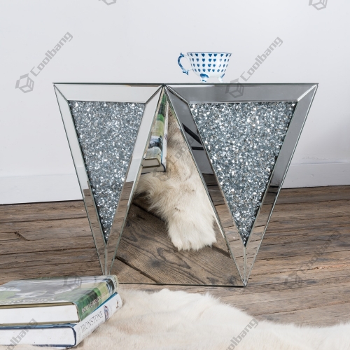 Living Room Crushed Diamond Mirrored Side Table End Table