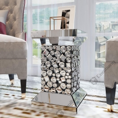 Living Room Crushed Diamond Mirrored Side Table End Table