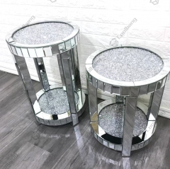 Living Room Crushed Diamond Mirrored Side Table End Table