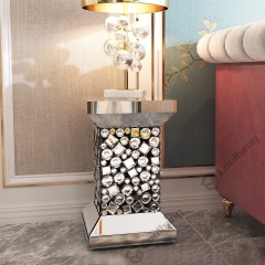 Living Room Crushed Diamond Mirrored Side Table End Table