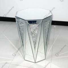 Living Room Crushed Diamond Mirrored Side Table End Table