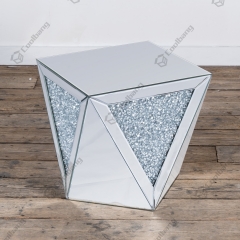 Living Room Crushed Diamond Mirrored Side Table End Table