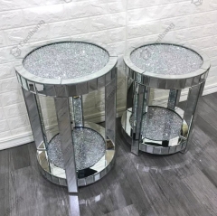 Living Room Crushed Diamond Mirrored Side Table End Table