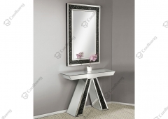 Modern Mirrored Living Room Furniture Black Crushed Diamond Entry Console Table with Wall Mirror