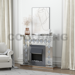 Popular European style LED electric crystal glass mirrored fireplace with heater