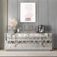 Black Modern Buffet Mirrored Sideboard Cabinet