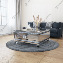 COOLBANG High Quality Modern Mirrored Furniture Round Sparkle Crush Diamond Coffee Table For Home Use