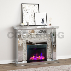 Coolbang Modern Design and Hot Sales electric fireplace heater decor flame Diamond Crushed Mirrored Fireplace