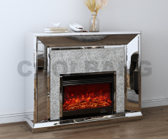 Coolbang Modern Design and Hot Sales electric fireplace heater decor flame Diamond Crushed Mirrored Fireplace