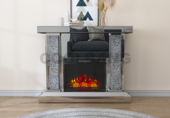 Hot sales modern living room mirrored furniture decorative design crushed diamond fireplace