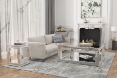 Modern Mirror Furniture Glass Coffee Table Crush Diamond Mirrored Coffee Tables