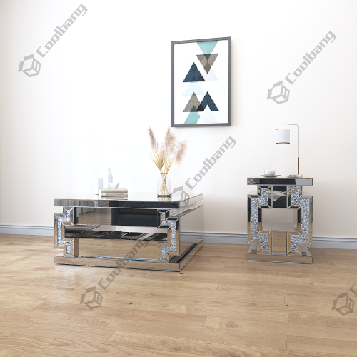 COOLBANG Fashionable Design Living Room Crushed Diamond Table Mirrored Coffee Table