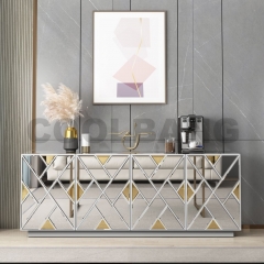 Silver Modern Buffet Mirrored Sideboard Cabinet