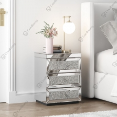 New Design Bedroom Furniture Black Glass Mirrored Bedside Table Nightstand