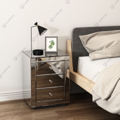 Hot Sale Modern Mirrored Glass 3 Luxury Drawers Mirrored Bedroom Nightstand Bedside Table
