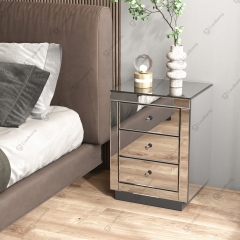 Hot Sale Modern Mirrored Glass 3 Luxury Drawers Mirrored Bedroom Nightstand Bedside Table