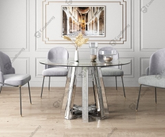 Mirrored Home Furniture Dining Room Table Modern Luxury Glass Round Dining Tables