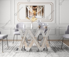 Mirrored Square Crushed Diamond Dining Room Table