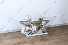 Modern fashionable popular crushed diamond sparkly glass rectangle top decoration dining table