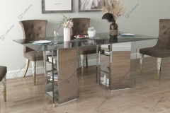 Modern fashionable popular crushed diamond sparkly glass rectangle top decoration dining table