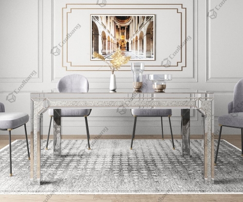 Mirrored Square Crushed Diamond Dining Room Table