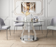 Mirrored Home Furniture Dining Room Table Modern Luxury Glass Round Dining Tables