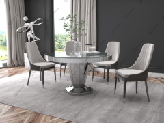 Modern Mirrored Crushed Diamond Tempered Glass Top Dining Table