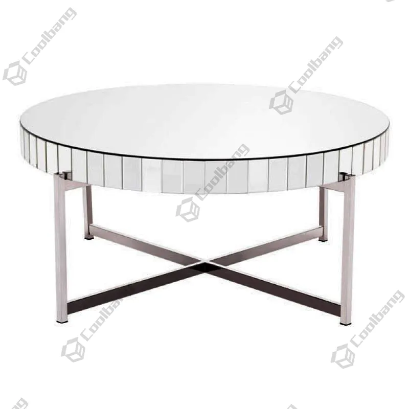 Coolbang Modern Vanity Crushed Diamond Living Room Mirrored Coffee Table