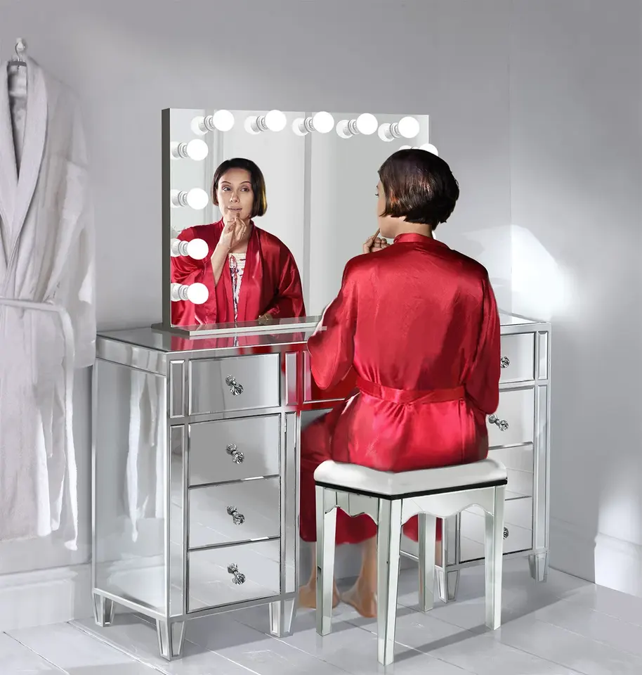 Modern Bedroom Furniture Beauty Store Dressing Table Led Vanity Light Mirror Vanity Desk For Makeup