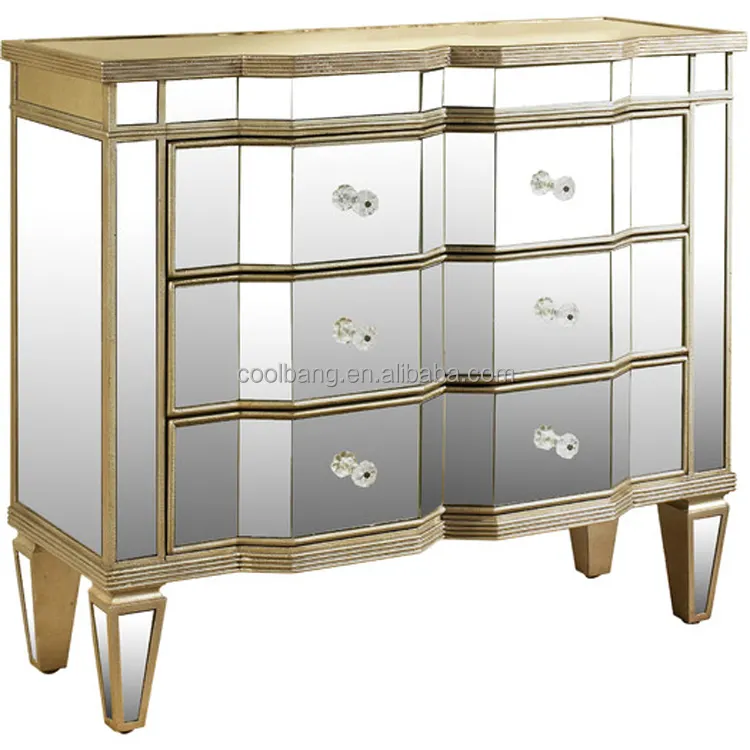 Coolbang customized antique silver mirrored chest of drawer