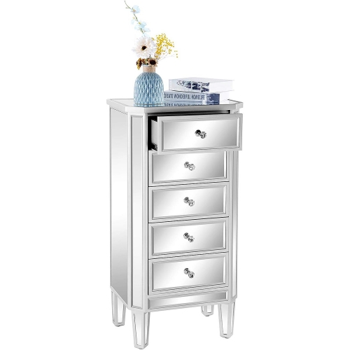 Contemporary Mirrored 5 Drawer Cabinet For Chic Home Storage