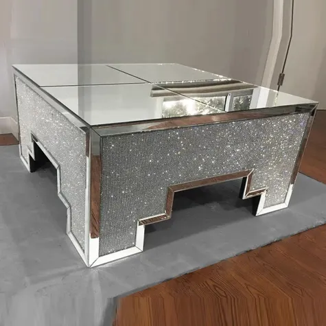 Fantasia sparkly crushed diamond silver mirrored coffee table