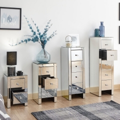 Coolbang Mirrored 3 Drawer Chest For Bedroom And Living Room