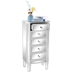 Modern 5 Drawer Mirrored Cabinet High Quality Storage Furniture