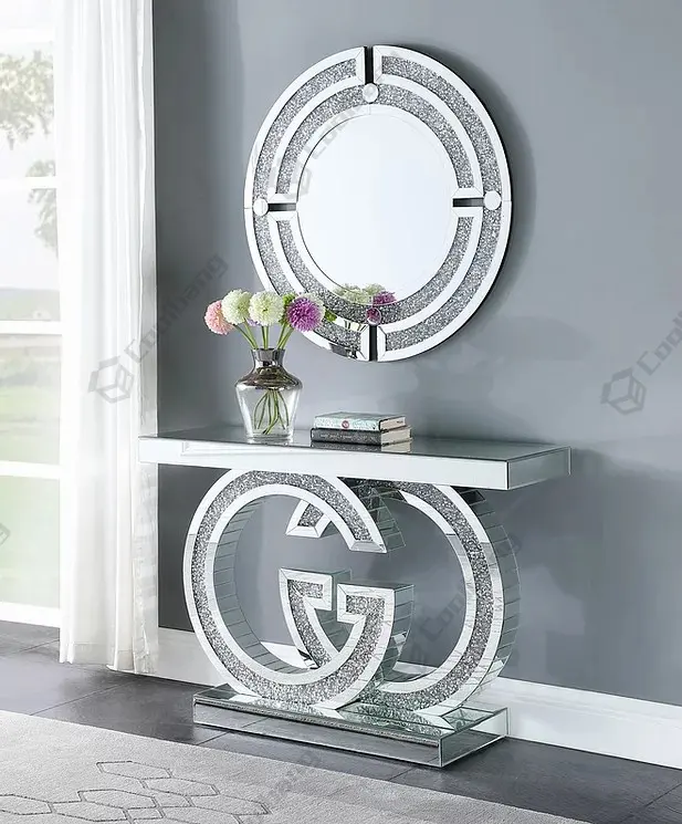 Modern Chic Entrance Table Console Avec Miroir Luxurious Diamonds Led Light Mirrored Console Tables