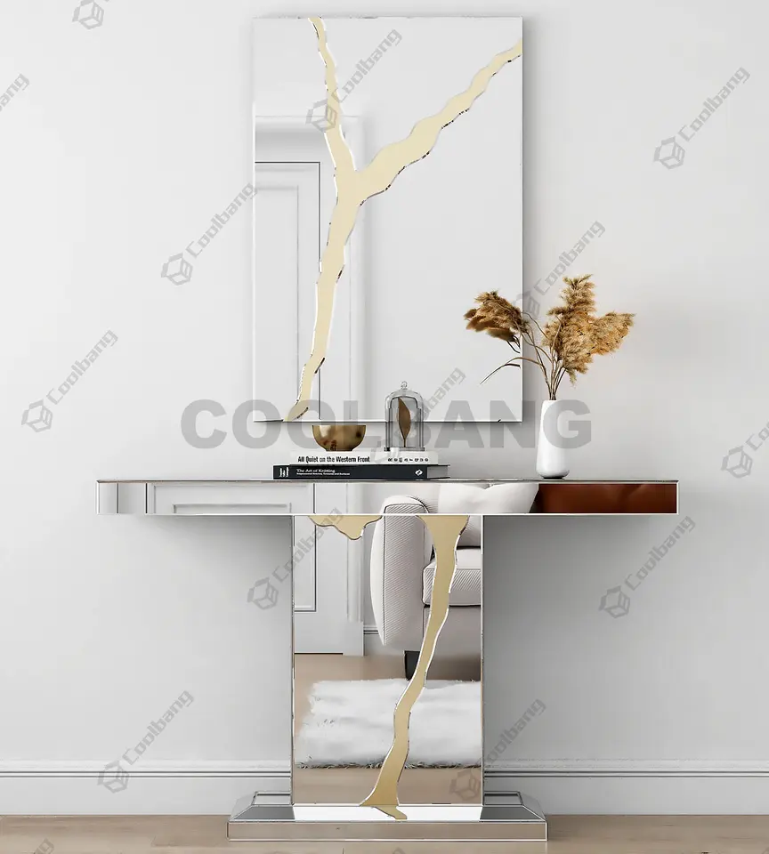 Unique Artistic Mirrored Luxury Console Table And Mirror Set Entryway Console Table With Mirror