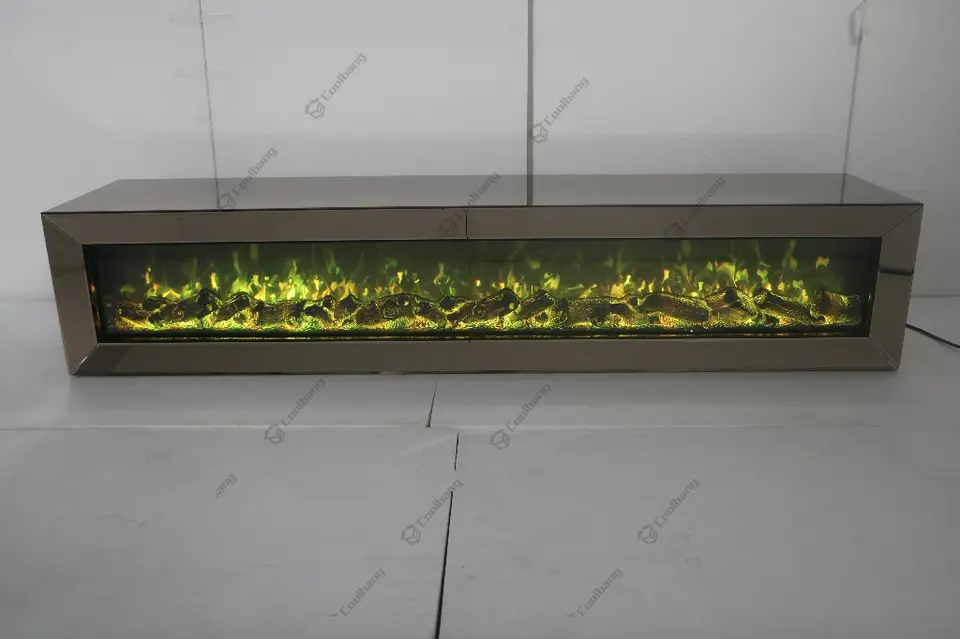 2023 Minimalist Smart Mirrored 3D Electric Fireplace Tv Stand Wall Mounted Electric Fireplace