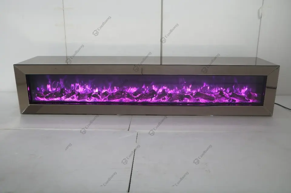 Modern Decorative Tv Stand Built In Electric Fireplace Mounted Multicolor Transformation LED Fireplace