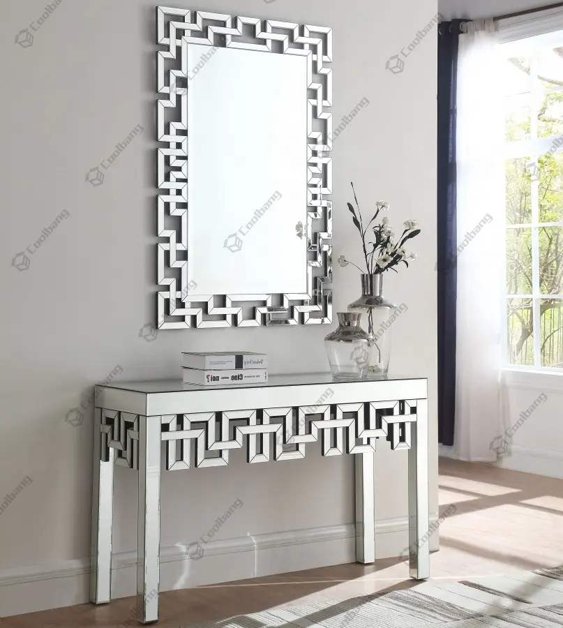 Unique Artistic Mirrored Luxury Console Table And Mirror Set Entryway Console Table With Mirror