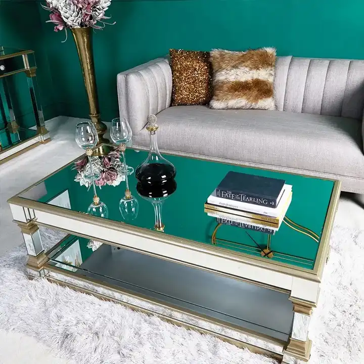 Hot Sales Antique Mirrored Furniture Living Room Center Table Golden Opulent Coffee Table