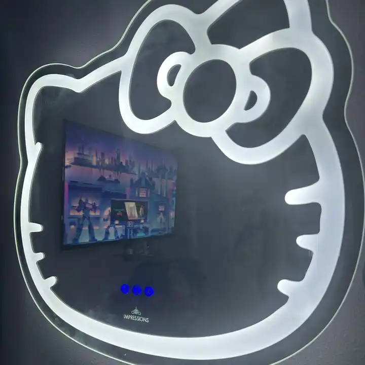 modern LED HelloKitty wall mirror with colorful light luxury wall mirror